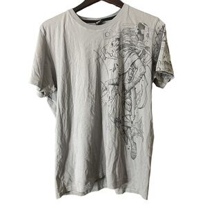 Plazmalab Men's Gray Mech Graphic Crew Neck Short Sleeve T-Shirt Size XL